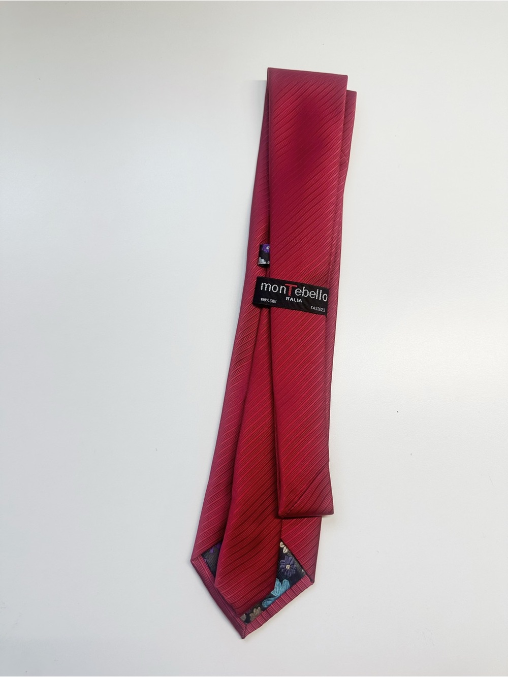 Italy 100% silk montEhello Red Silk Geometric Tie